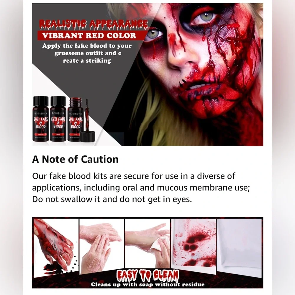 3PCS Halloween Fake Blood | Dark, Fresh, Old Blood each 0.53oz